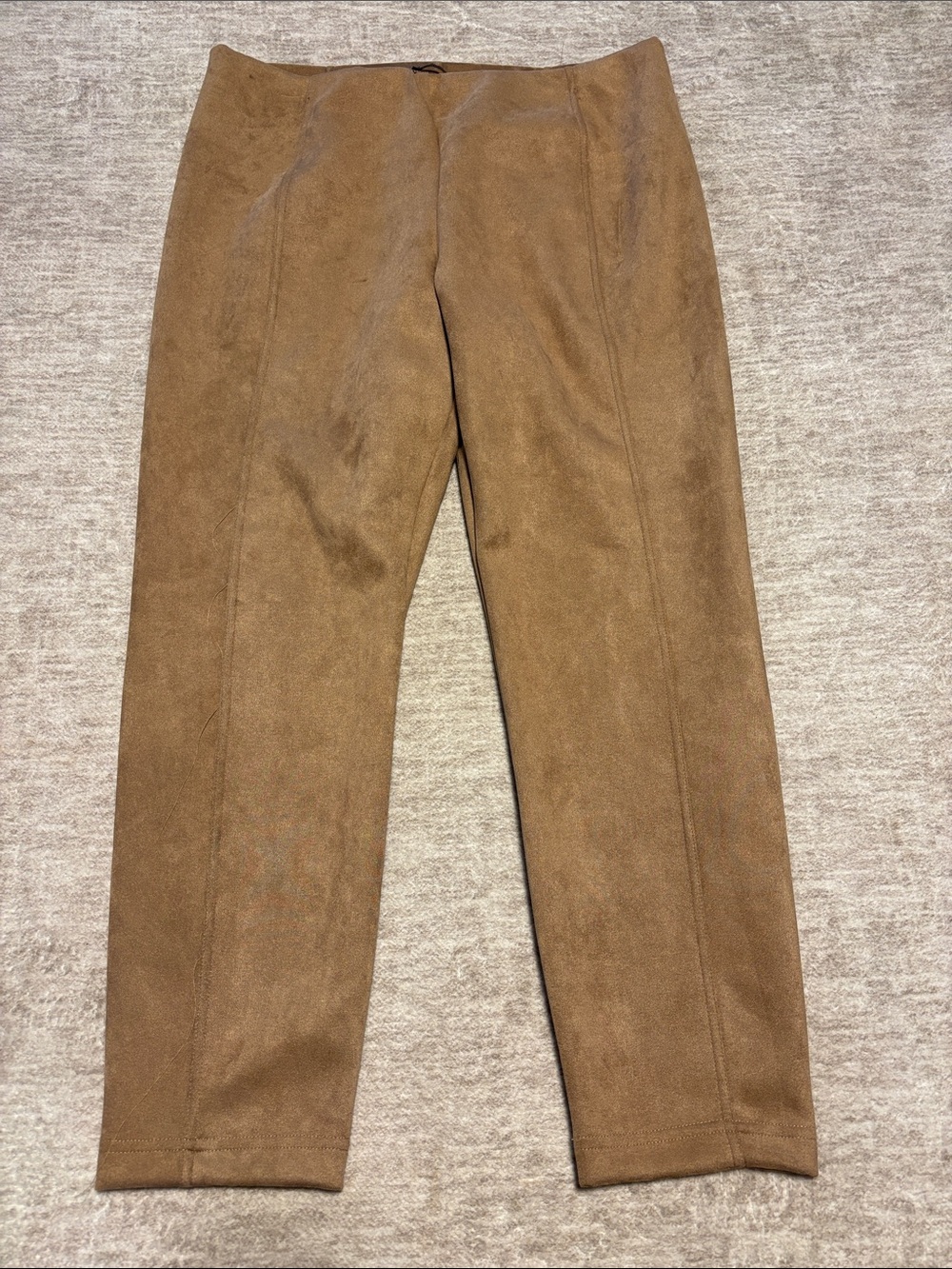 XL NWT T Tahari faux suede stretch pants New tan brown
